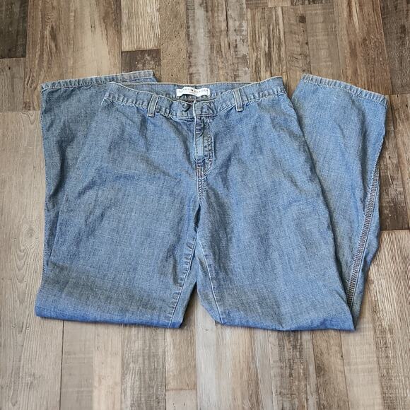 Vintage Tommy Hilfiger Wide Leg Jeans Size 8 Light Wash Hook Zip Y2K Preppy 2001 - Picture 2 of 11